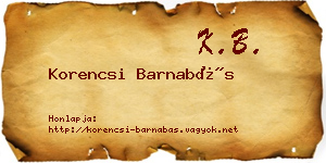 Korencsi Barnabás névjegykártya