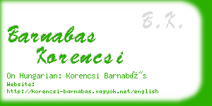 barnabas korencsi business card